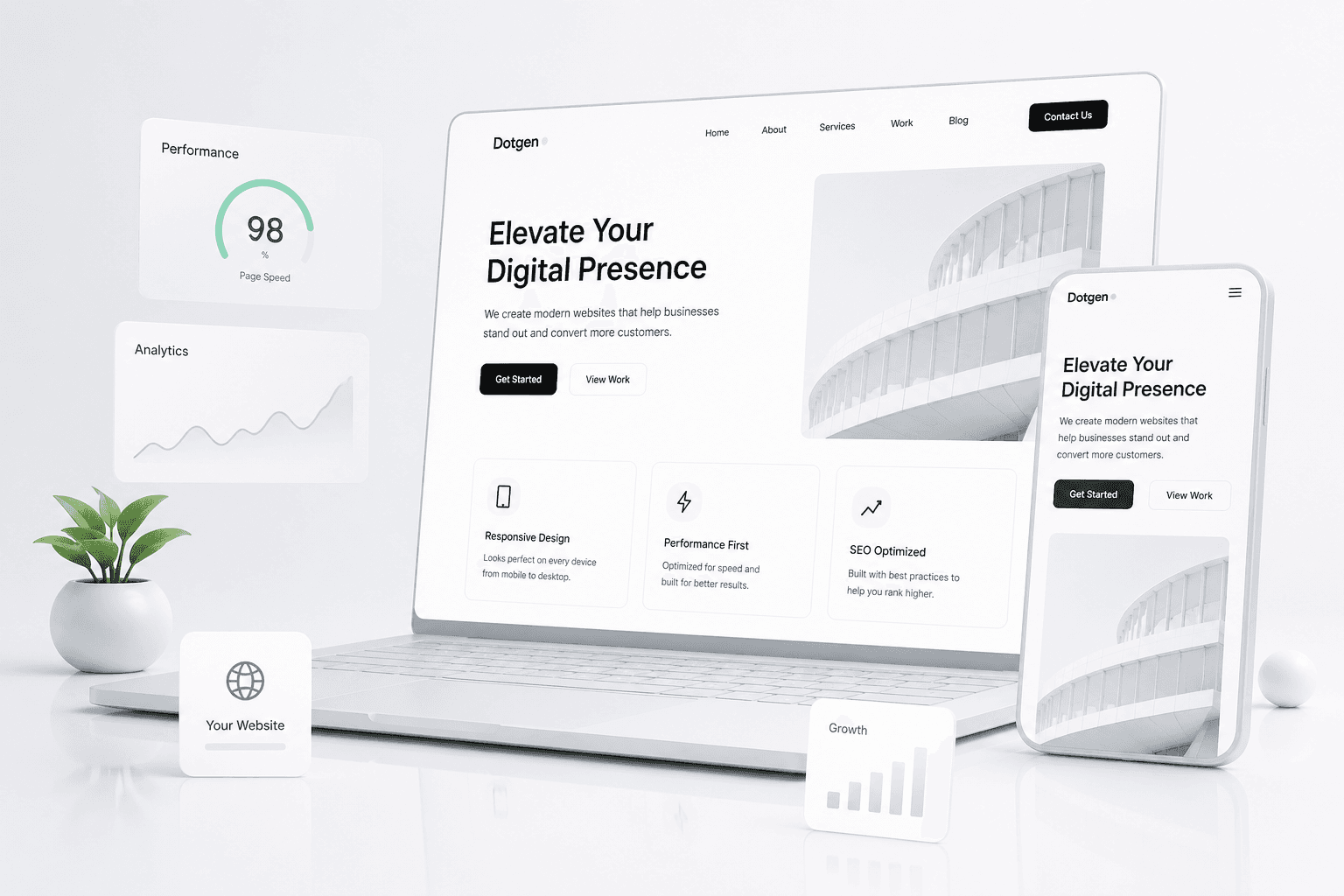 Minimal SaaS website UI mockup